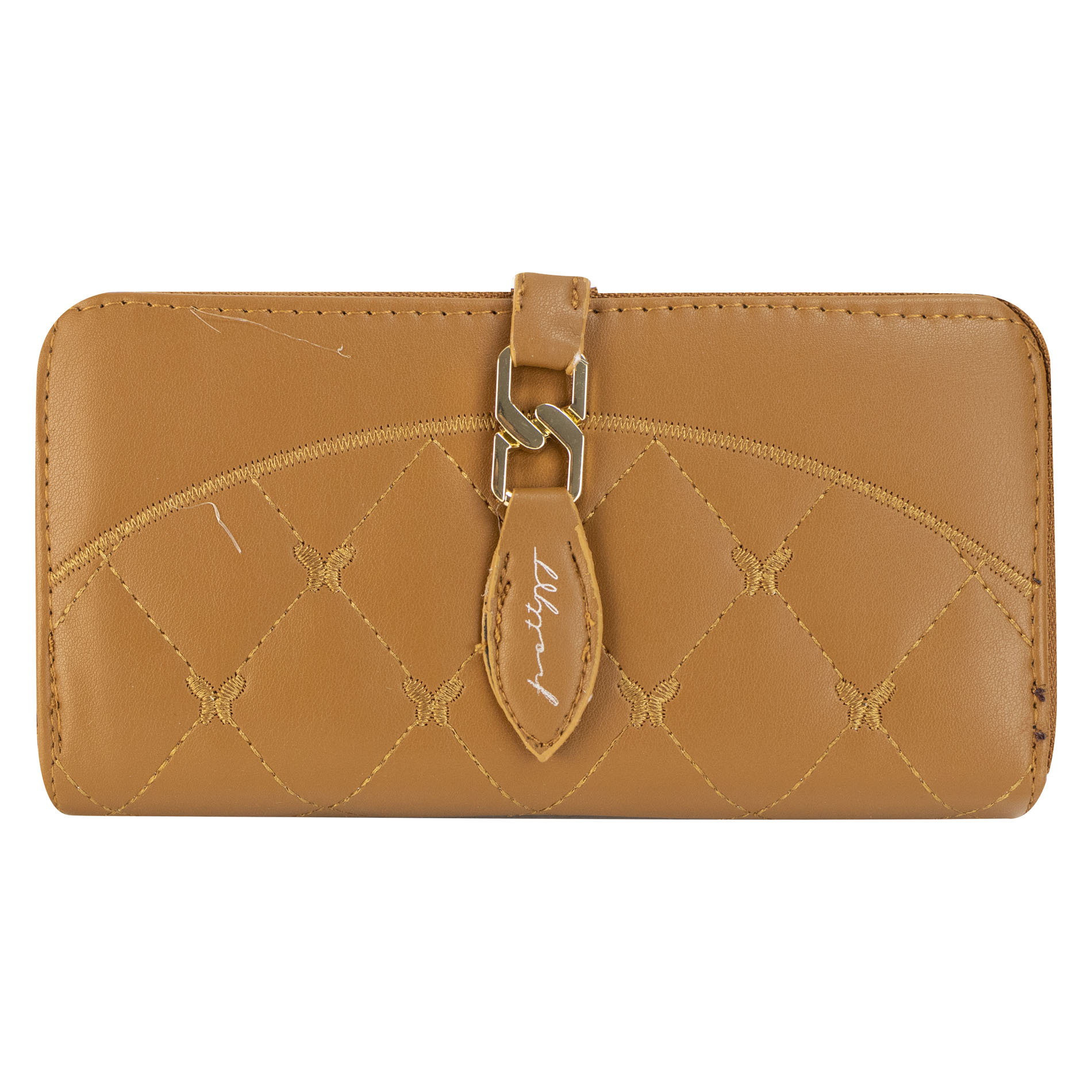 Cartera Para Dama Camel Cabra Sintetico Twice Doble Cierre Nueva Imagen