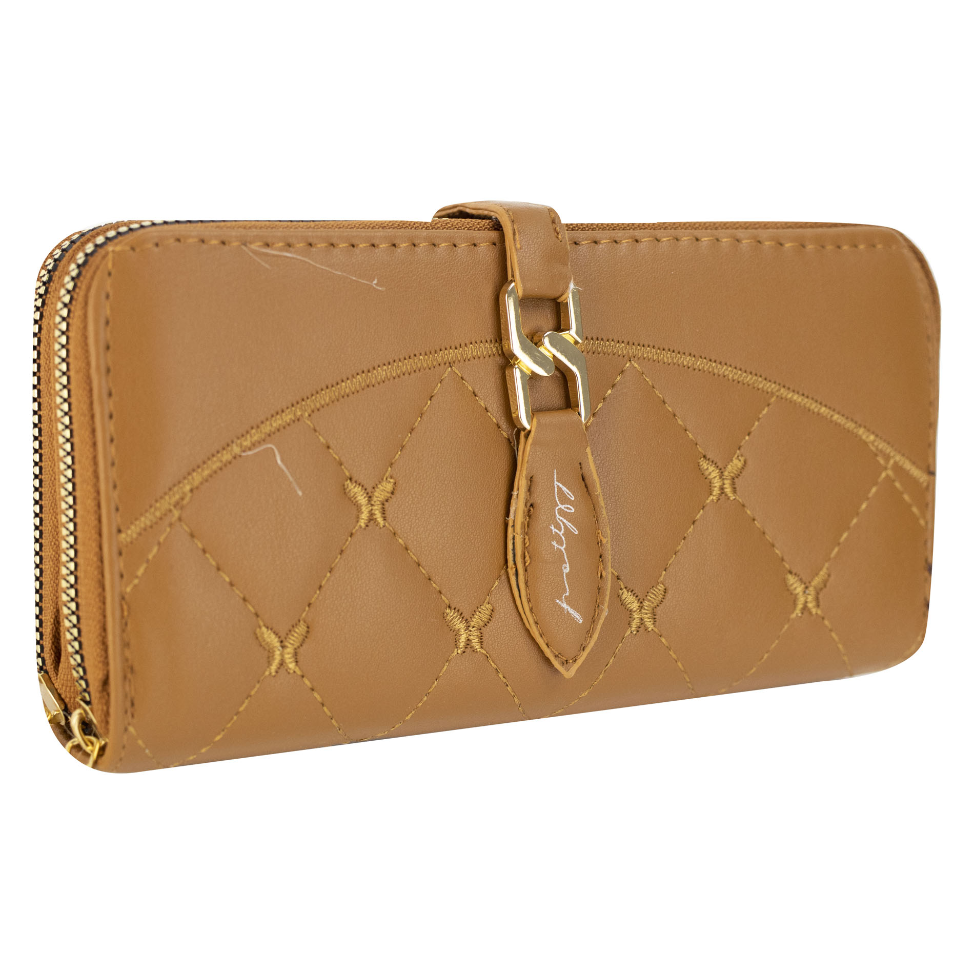 Foto 2 | Cartera Para Dama Camel Cabra Sintetico Twice Doble Cierre Nueva Imagen