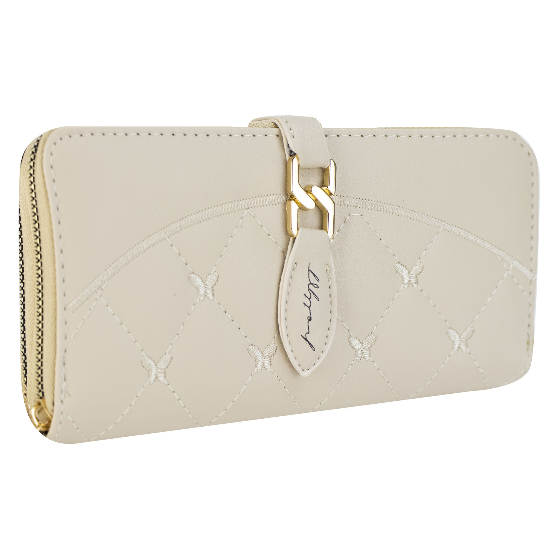 Foto 2 | Cartera Para Dama Beige Cabra Sintetico Twice Doble Cierre Nueva Imagen