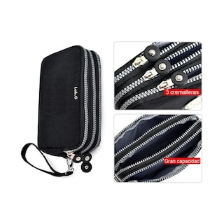 Foto 4 | Bolsa Mano Cartera Tres Capas Organizador Monedero Mujer Lab.g Negro