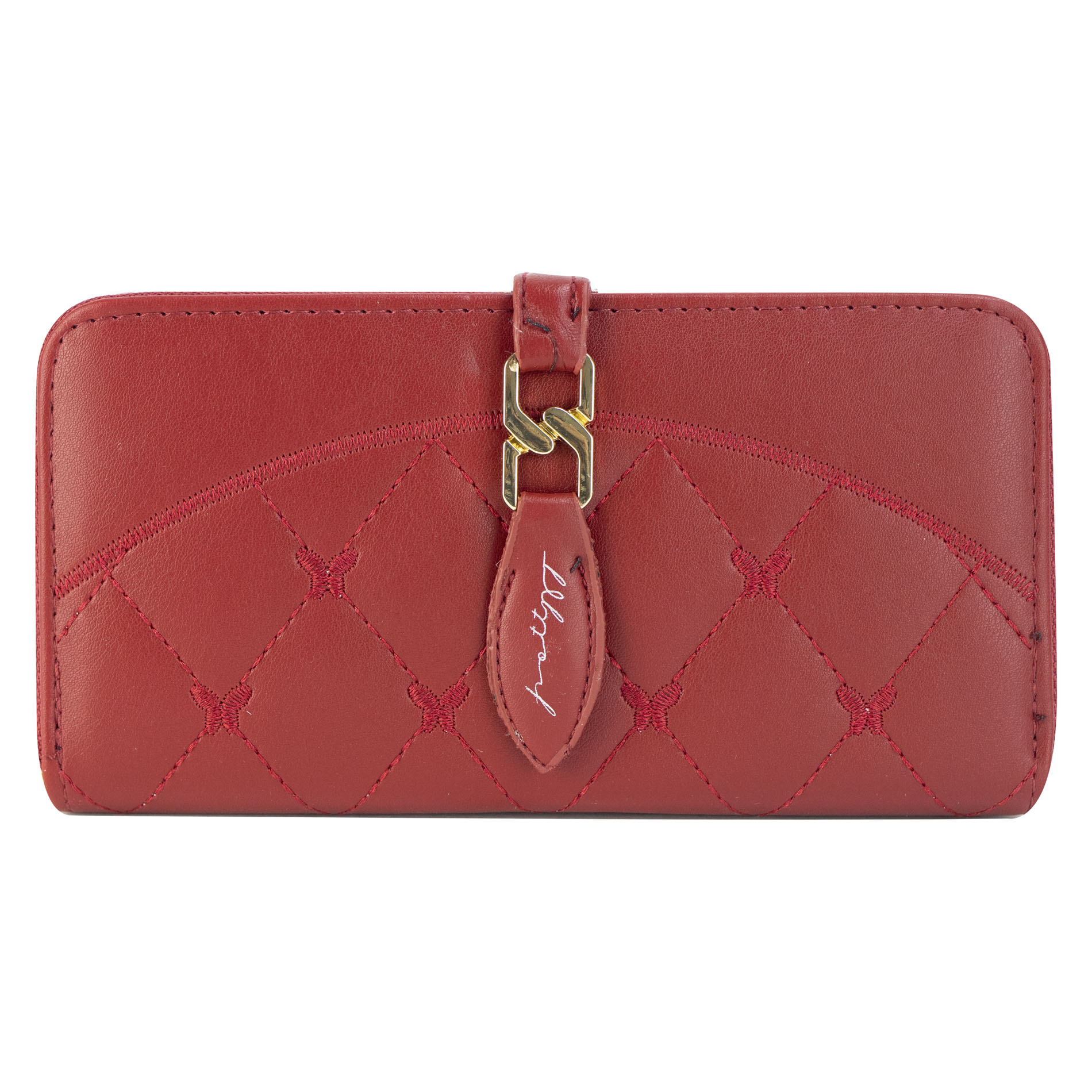 Cartera Para Dama Rojo Cabra Sintetico Twice Doble Cierre Nueva Imagen