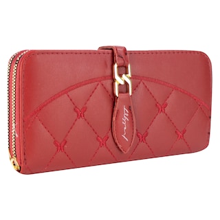 Foto 2 | Cartera Para Dama Rojo Cabra Sintetico Twice Doble Cierre Nueva Imagen