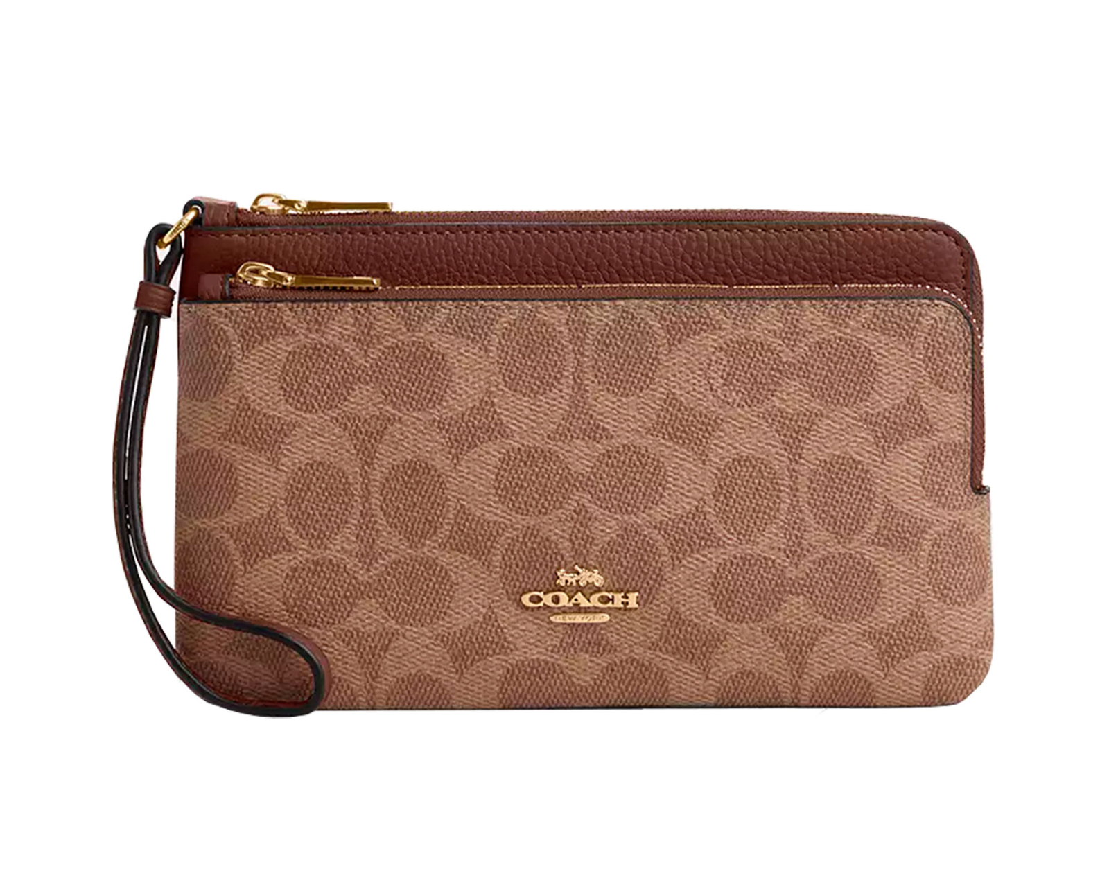 Cartera Coach Double Zip Wallet Signature Canvas Cx161 Color Café