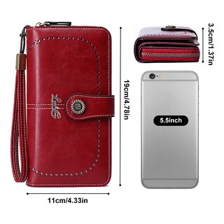Foto 5 | Cartera Para Mujer Gran Capacidad, Billetera Con Bloqueo Rfid Lab.g Rojo