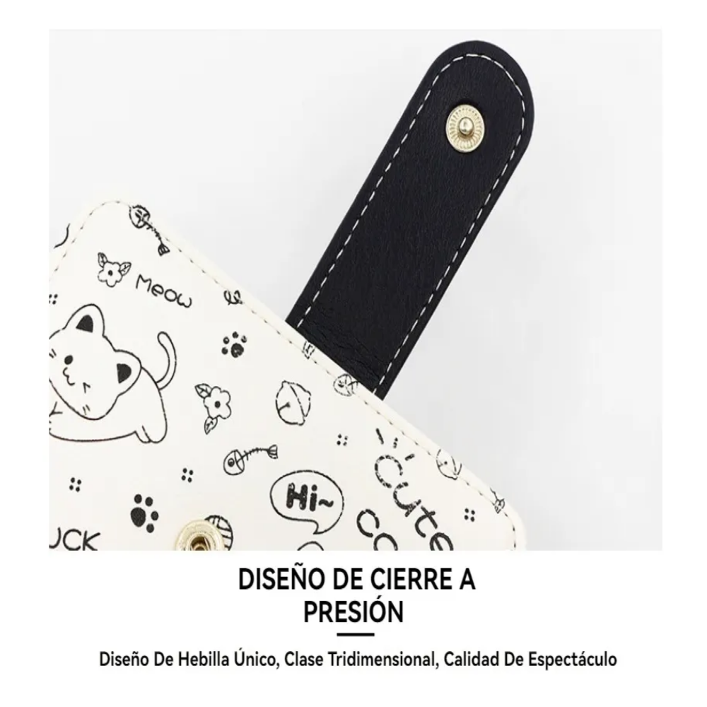 Foto 5 pulgar | Cartera Pequeña Para Mujeres Diseño De Gato Belug, Rosa Beige