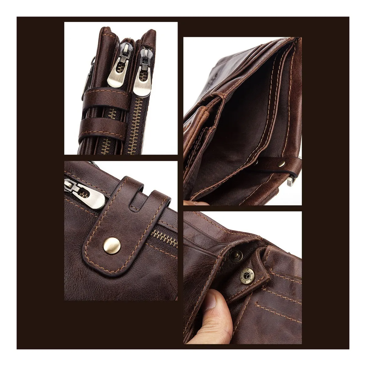 Foto 4 pulgar | Carteras Antirrobo De Cuero Caballero Lab.g Marron