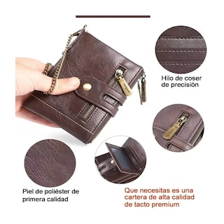 Foto 5 | Carteras Antirrobo De Cuero Caballero Lab.g Marron