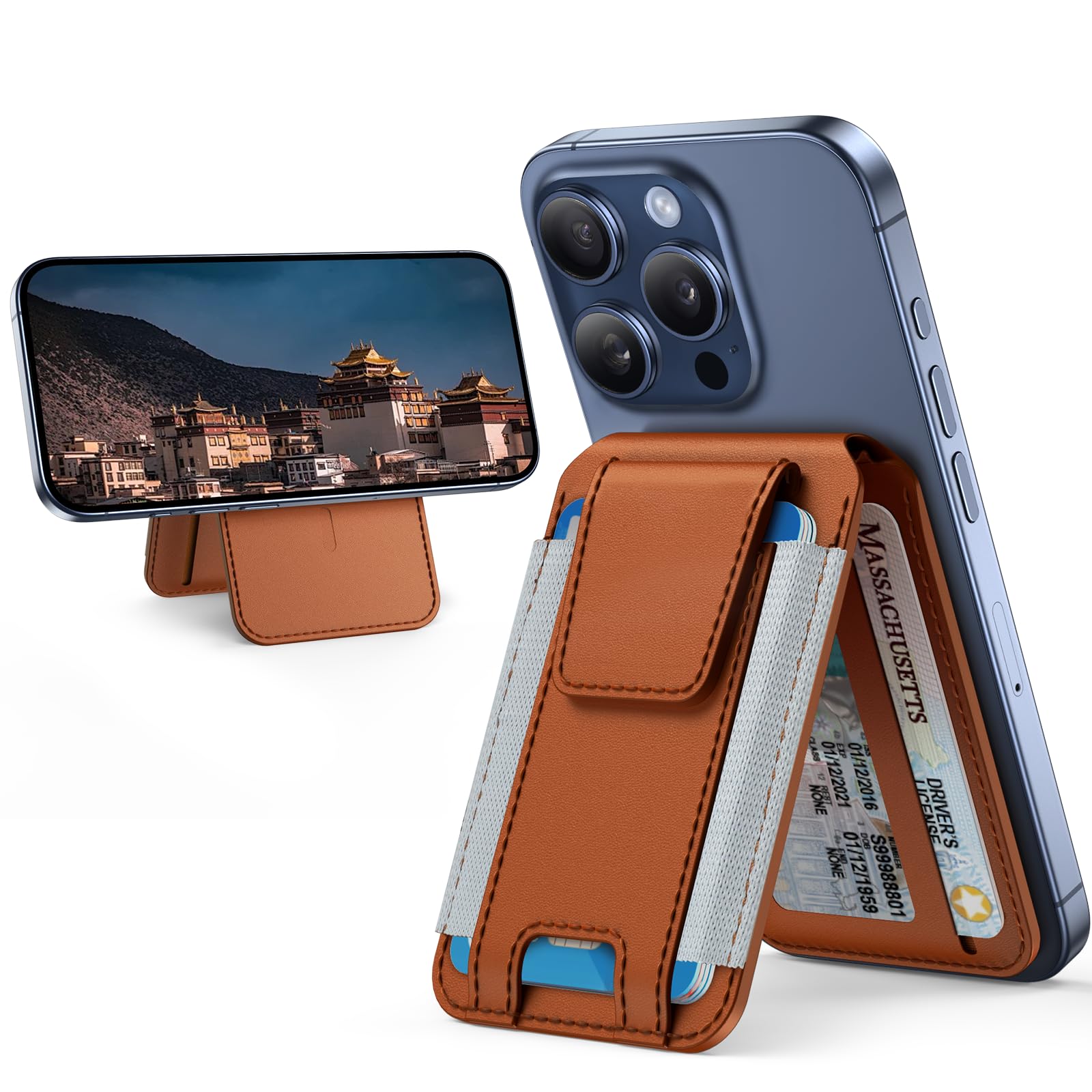 Billetera Magnética Miracase Para Hombres/mujeres Con Soporte Y Rfid, Color Marrón - Venta Internacional.