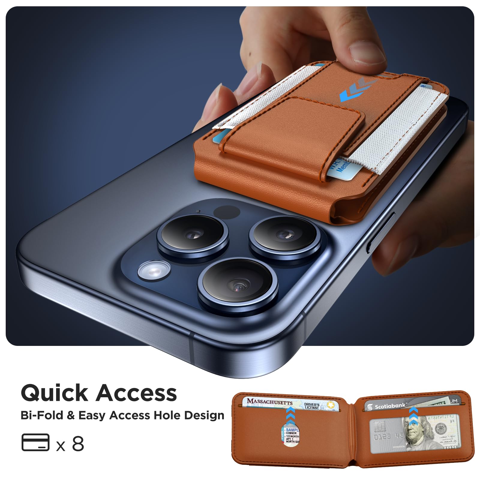 Foto 7 pulgar | Billetera Magnética Miracase Para Hombres/mujeres Con Soporte Y Rfid, Color Marrón - Venta Internacional.