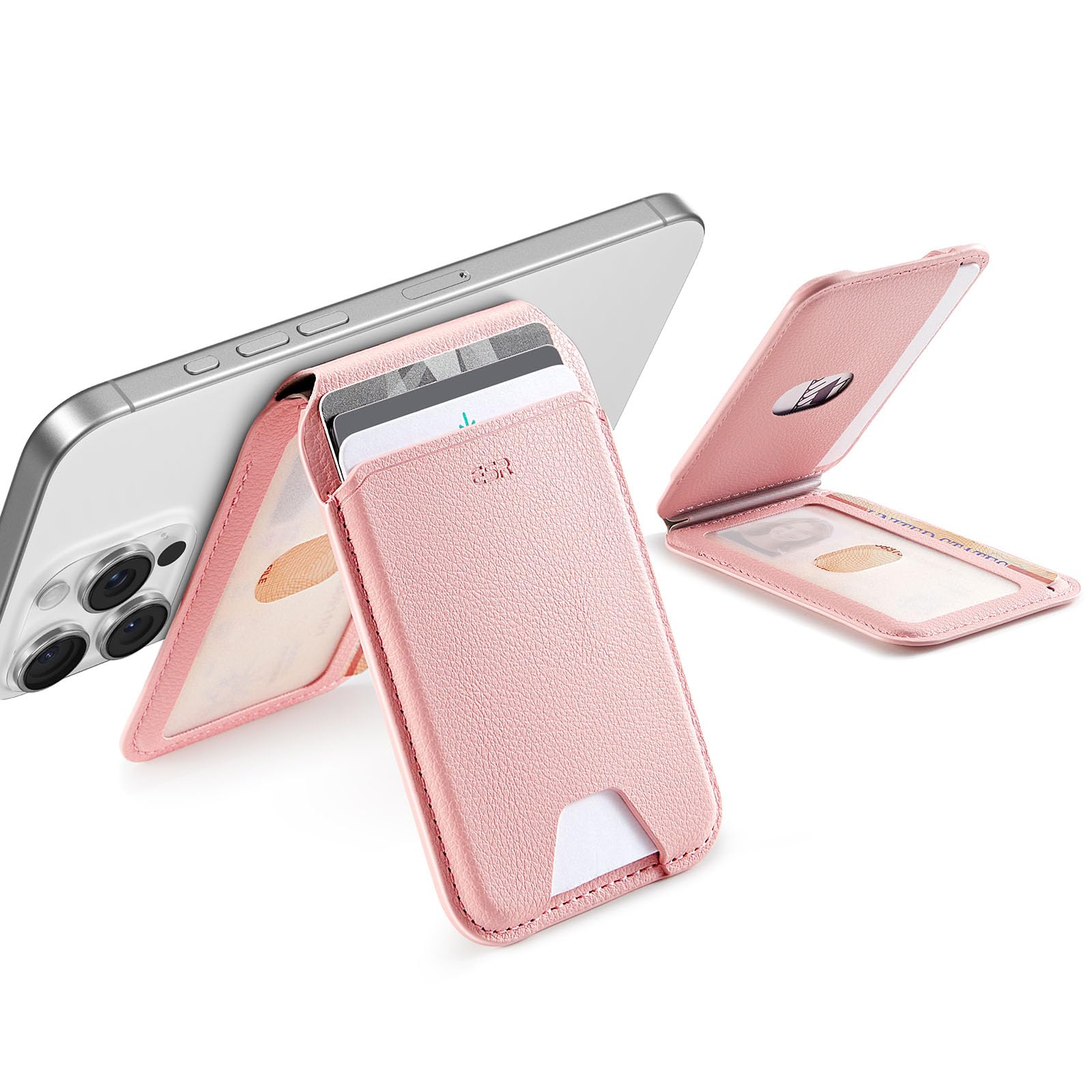 Tarjetero Magsafe Wallet Esr Aura 5 Con Soporte Ajustable, Color Rosa - Venta Internacional.