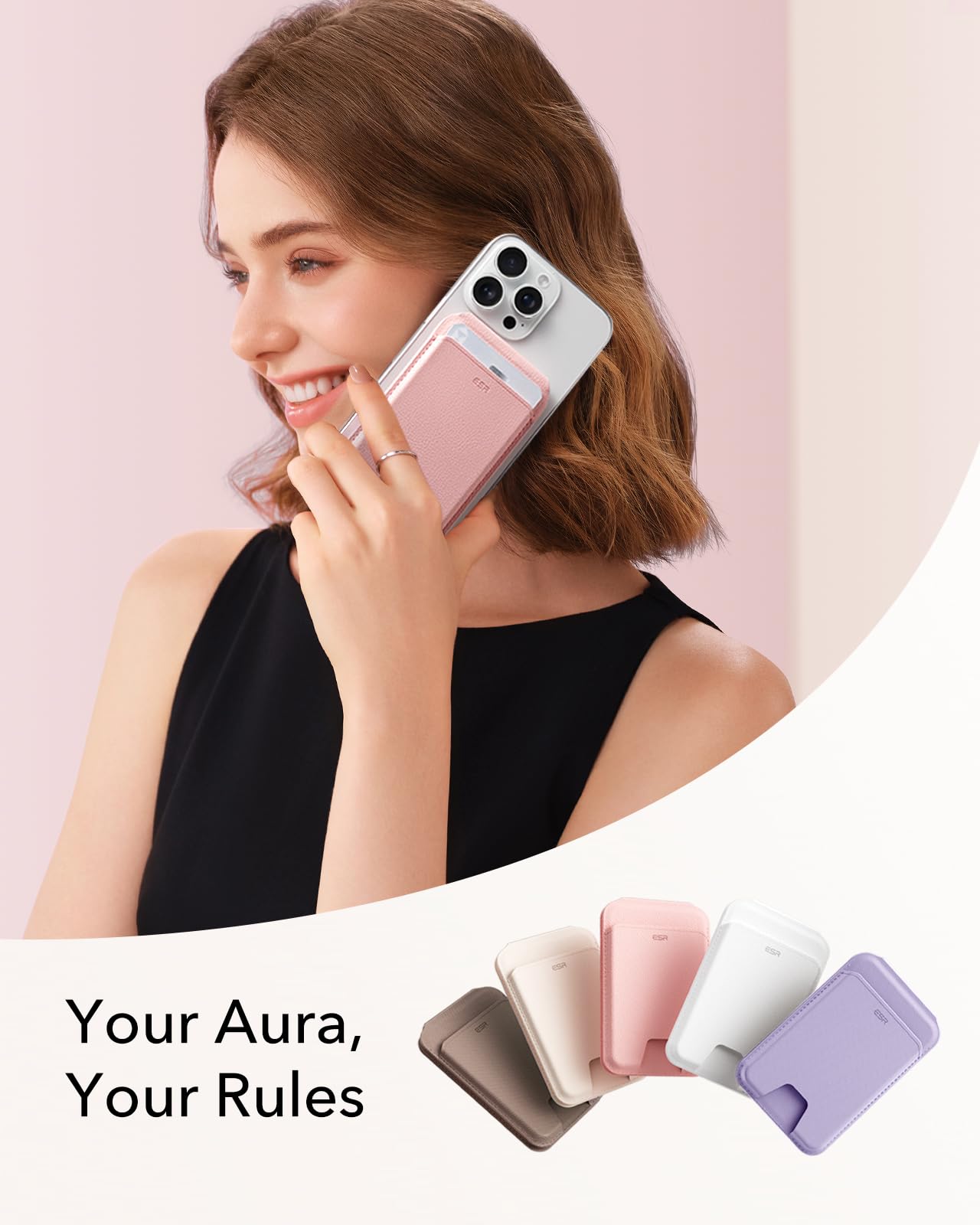 Foto 3 pulgar | Tarjetero Magsafe Wallet Esr Aura 5 Con Soporte Ajustable, Color Rosa - Venta Internacional.