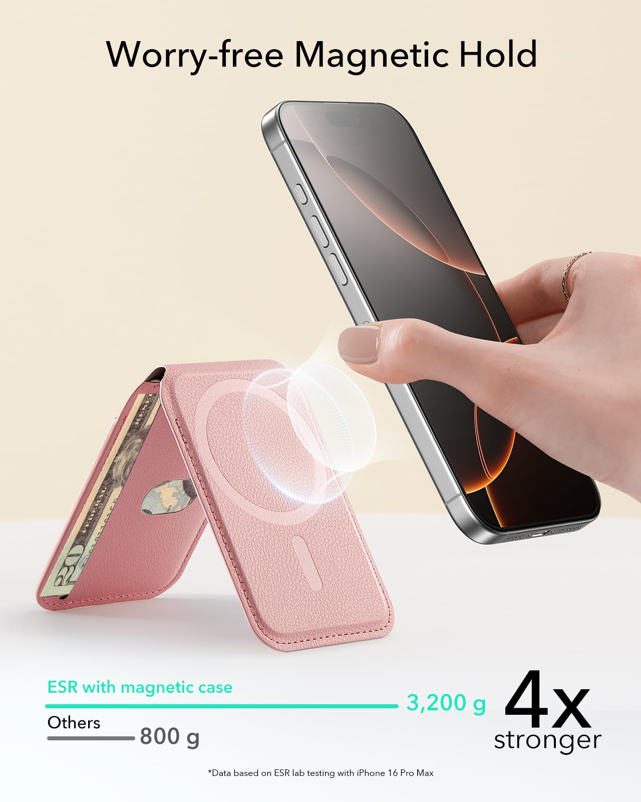 Foto 4 pulgar | Tarjetero Magsafe Wallet Esr Aura 5 Con Soporte Ajustable, Color Rosa - Venta Internacional.