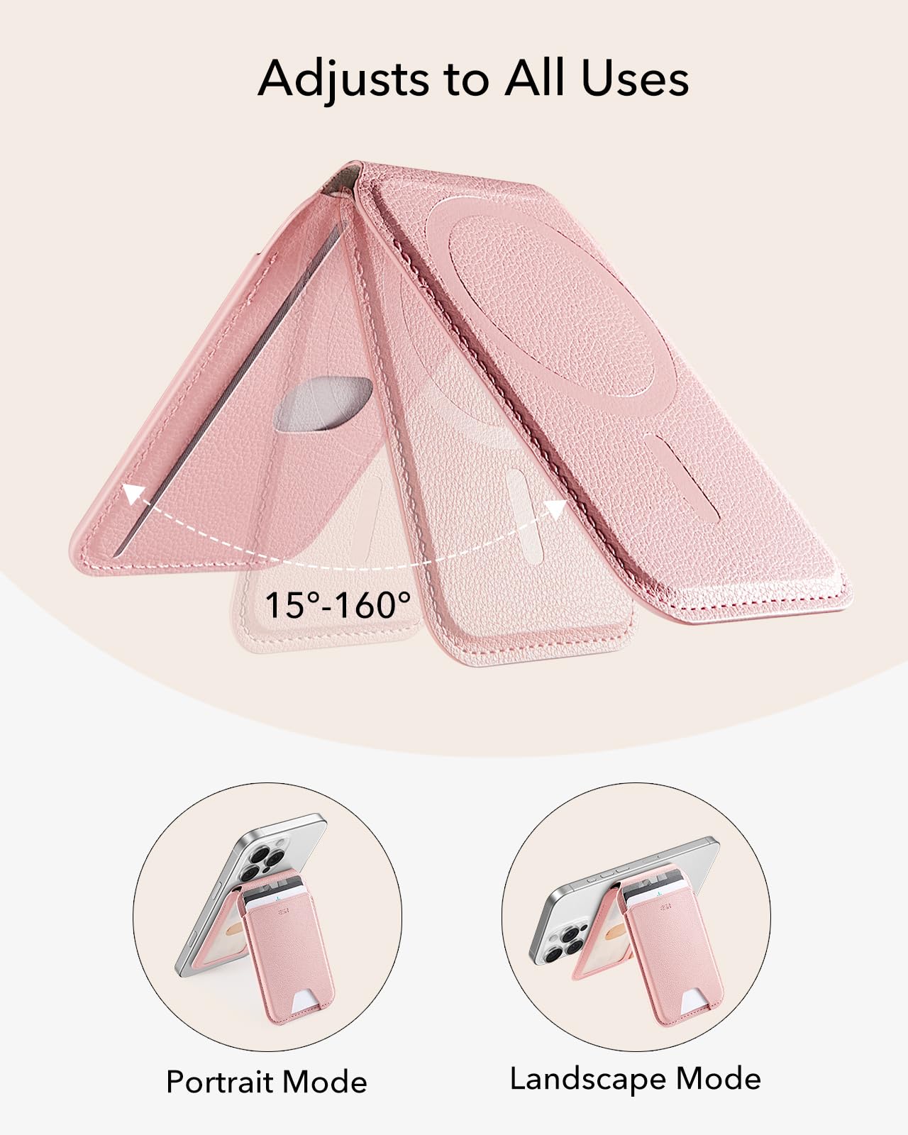 Foto 5 pulgar | Tarjetero Magsafe Wallet Esr Aura 5 Con Soporte Ajustable, Color Rosa - Venta Internacional.