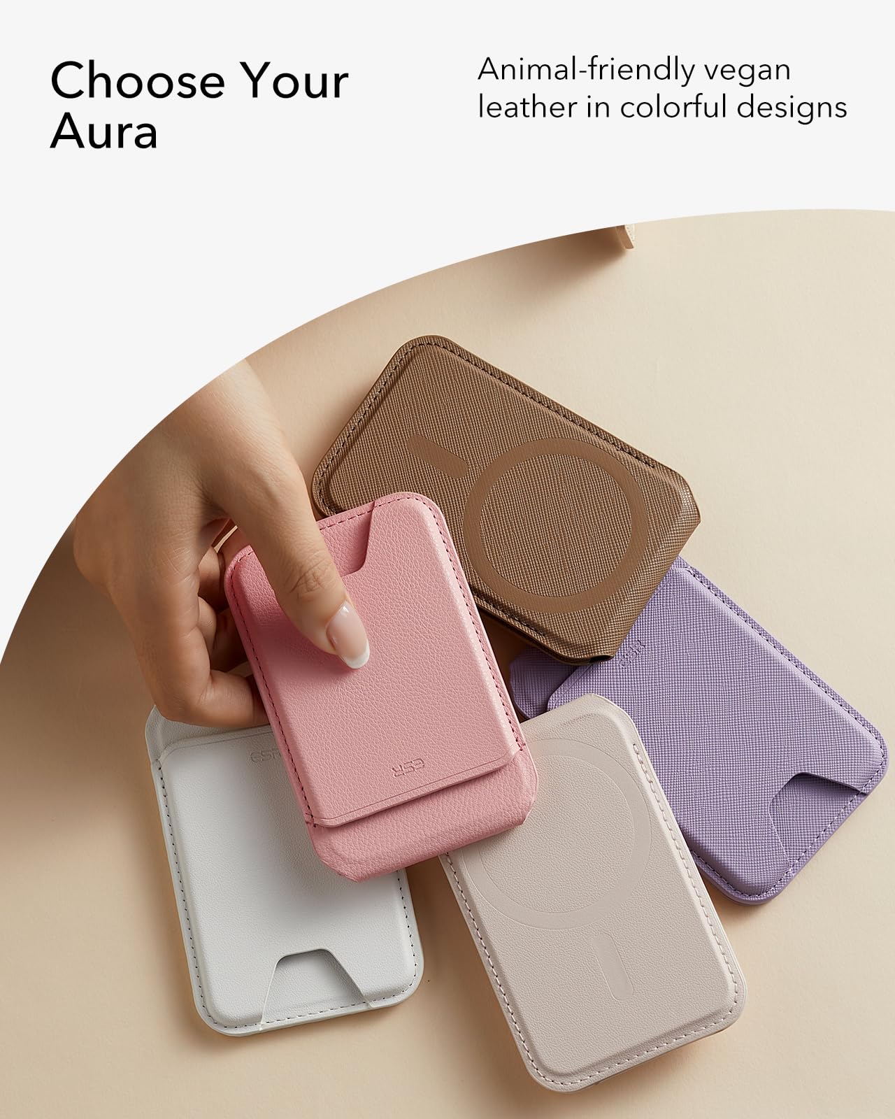 Foto 7 pulgar | Tarjetero Magsafe Wallet Esr Aura 5 Con Soporte Ajustable, Color Rosa - Venta Internacional.