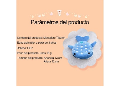 Foto 4 | Xtellar - Monedero Multifuncional En Forma De Tiburón Para Mujer, Estilo Kawaii Con Cremallera Premium