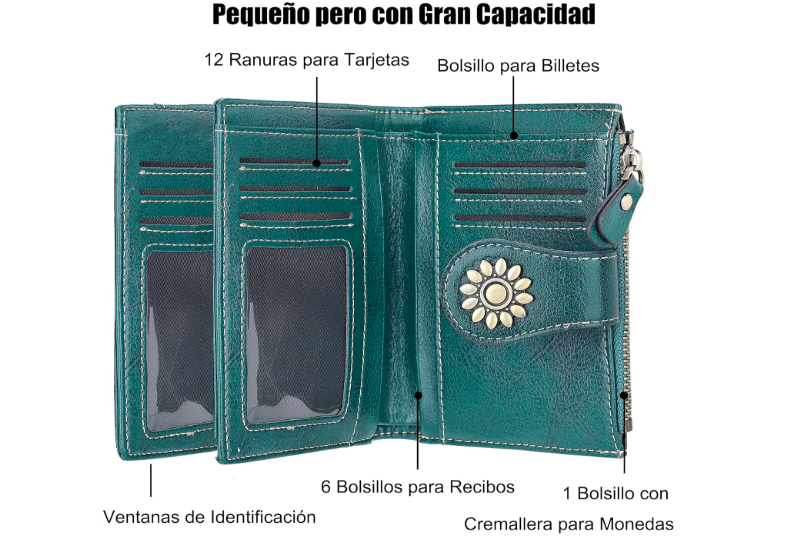 Foto 3 pulgar | Elegante Y Compacta Billetera De Piel Para Mujer Xtellar Con Amplio Espacio De Almacenamiento