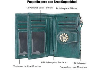 Foto 2 | Elegante Y Compacta Billetera De Piel Para Mujer Xtellar Con Amplio Espacio De Almacenamiento