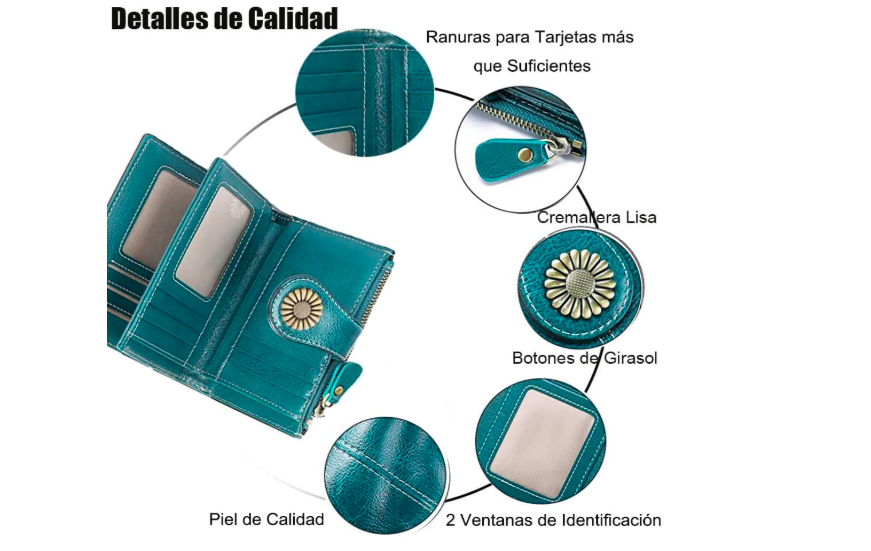 Foto 4 pulgar | Elegante Y Compacta Billetera De Piel Para Mujer Xtellar Con Amplio Espacio De Almacenamiento