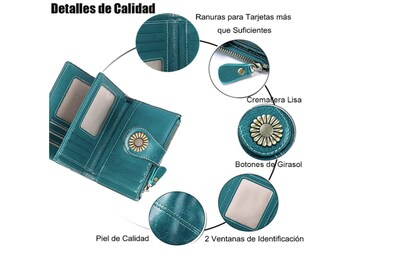 Foto 3 | Elegante Y Compacta Billetera De Piel Para Mujer Xtellar Con Amplio Espacio De Almacenamiento