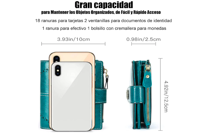Foto 5 pulgar | Elegante Y Compacta Billetera De Piel Para Mujer Xtellar Con Amplio Espacio De Almacenamiento