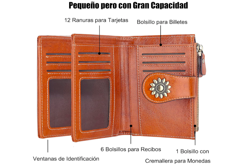 Foto 3 pulgar | Elegante Y Compacta Billetera De Piel Para Mujer Xtellar Con Amplio Espacio De Almacenamiento