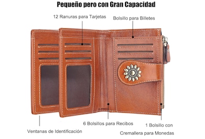 Foto 2 | Elegante Y Compacta Billetera De Piel Para Mujer Xtellar Con Amplio Espacio De Almacenamiento