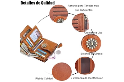 Foto 3 | Elegante Y Compacta Billetera De Piel Para Mujer Xtellar Con Amplio Espacio De Almacenamiento