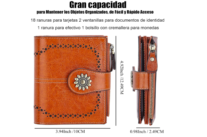 Foto 4 | Elegante Y Compacta Billetera De Piel Para Mujer Xtellar Con Amplio Espacio De Almacenamiento