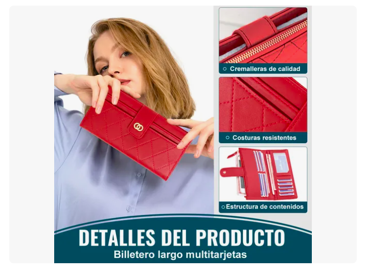 Foto 5 pulgar | Elegante Billetera De Cuero Xtellar Para Mujer Larga Y Versátil