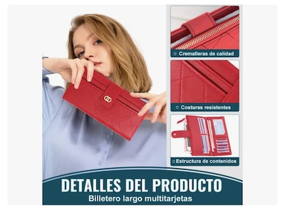 Foto 4 | Elegante Billetera De Cuero Xtellar Para Mujer Larga Y Versátil
