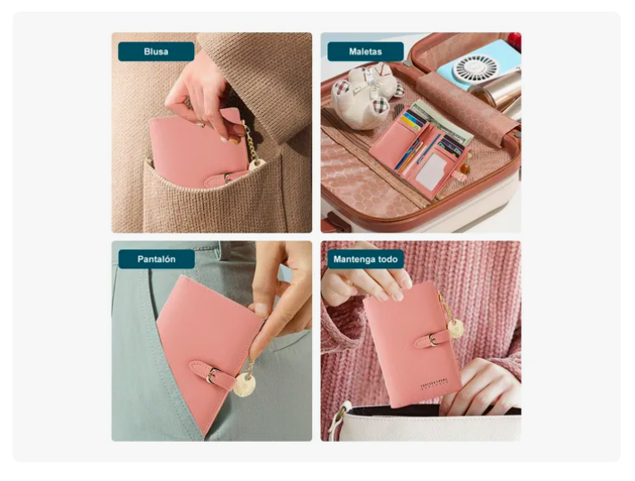 Foto 4 pulgar | Elegante Billetera De Cuero Xtellar Para Mujer Larga Y Versátil