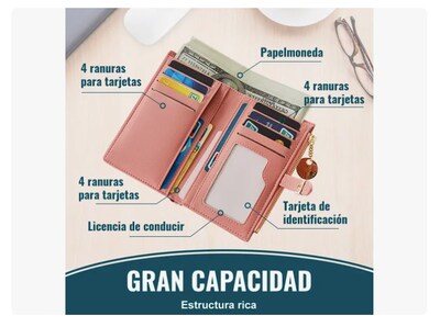 Foto 4 | Elegante Billetera De Cuero Xtellar Para Mujer Larga Y Versátil