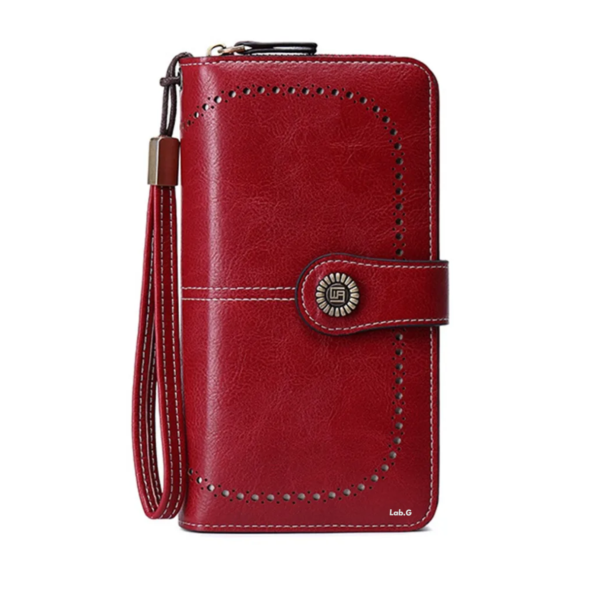 Antirrobo Gran Capacidad Cartera Para Mujer Billetera Lab.g Rojo