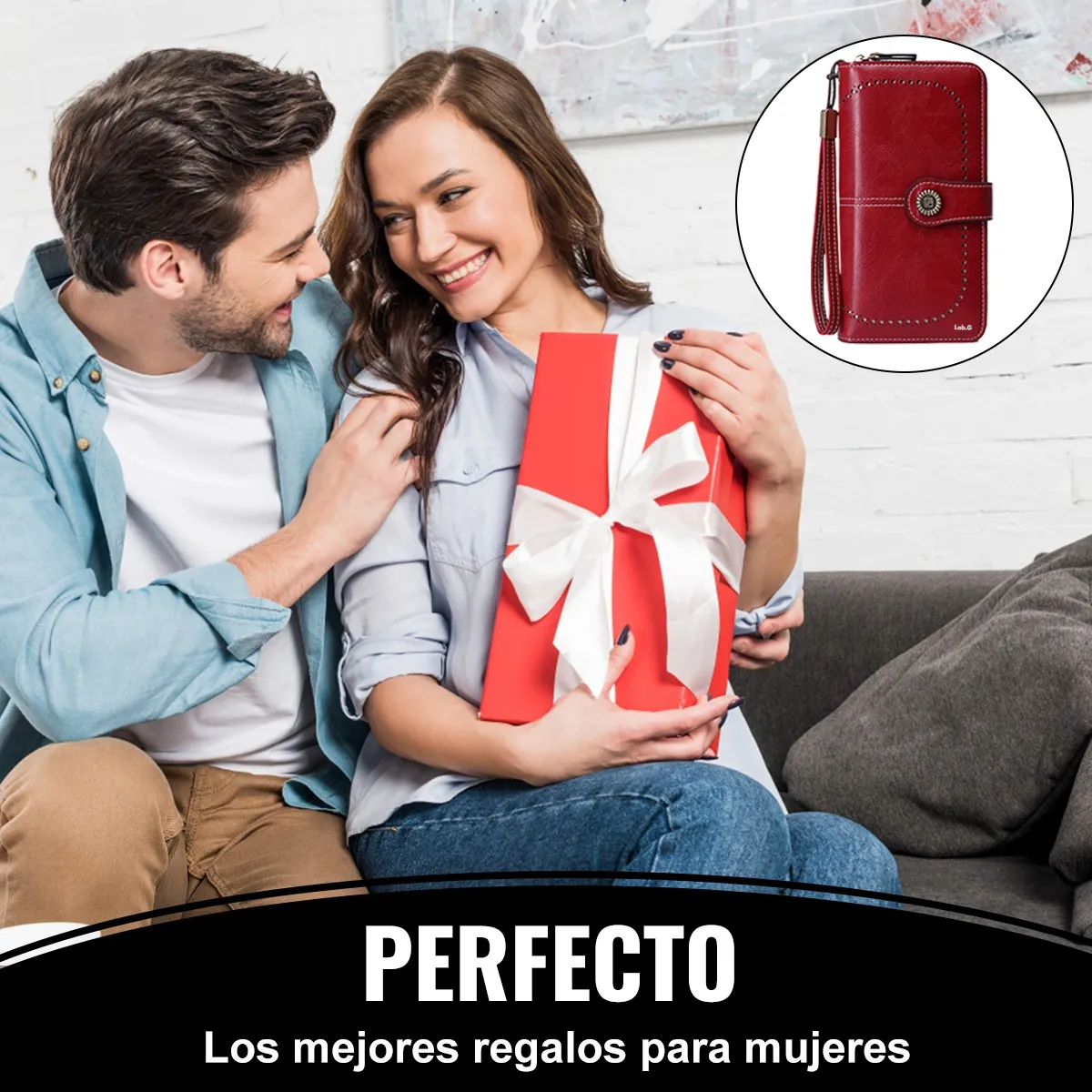 Foto 6 pulgar | Antirrobo Gran Capacidad Cartera Para Mujer Billetera Lab.g Rojo