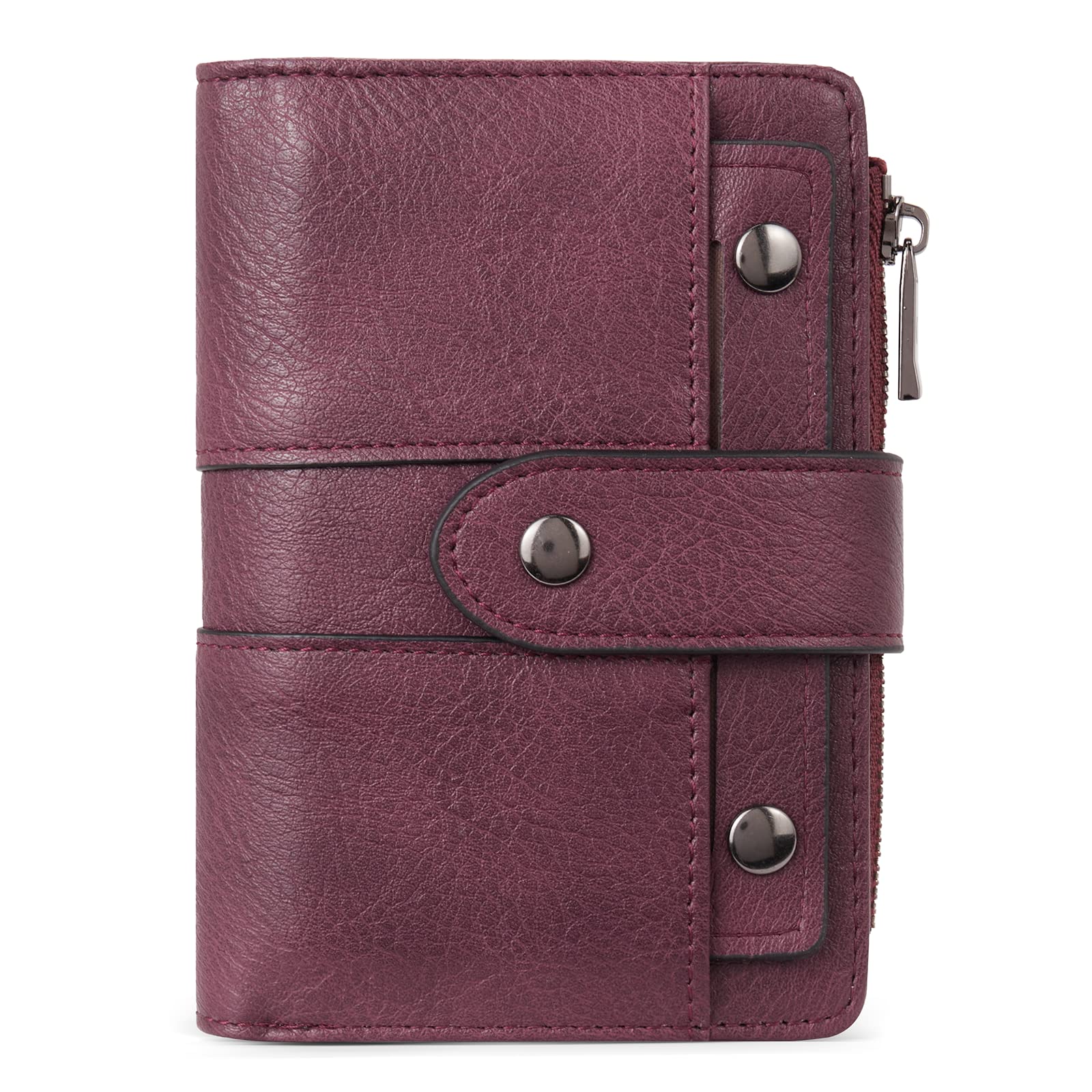 Foto 2 pulgar | Billetera Cluci Pequeña De Piel Con Doble Pliegue  Color Rojo Vino  Para Mujer - Venta Internacional.