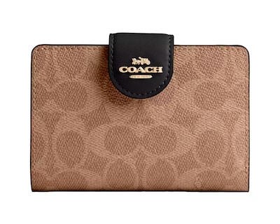 Foto 1 | Cartera Coach Medium Corner Zip Wallet Signature Canvas Cw786 Color Café