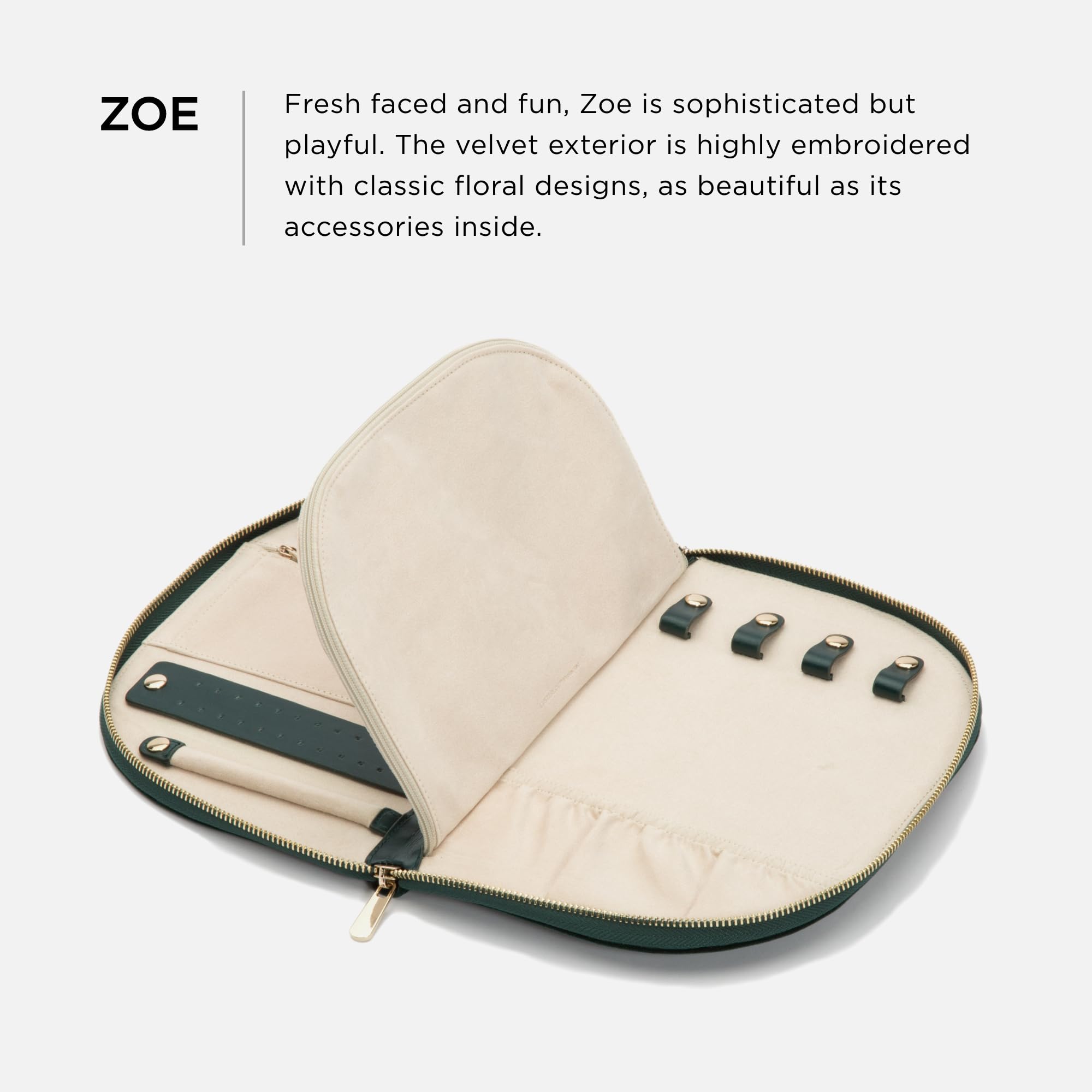 Foto 2 | Cartera De Joyas Wolf Zoe Forest Green Con Forro Antideslustre - Venta Internacional.