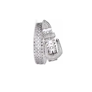 Foto 2 | Cinturón de Cuero Lab.G Blanco con Tachuelas de Diamantes Talla 135