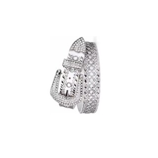 Foto 5 | Cinturón de Cuero Lab.G Blanco con Tachuelas de Diamantes Talla 135