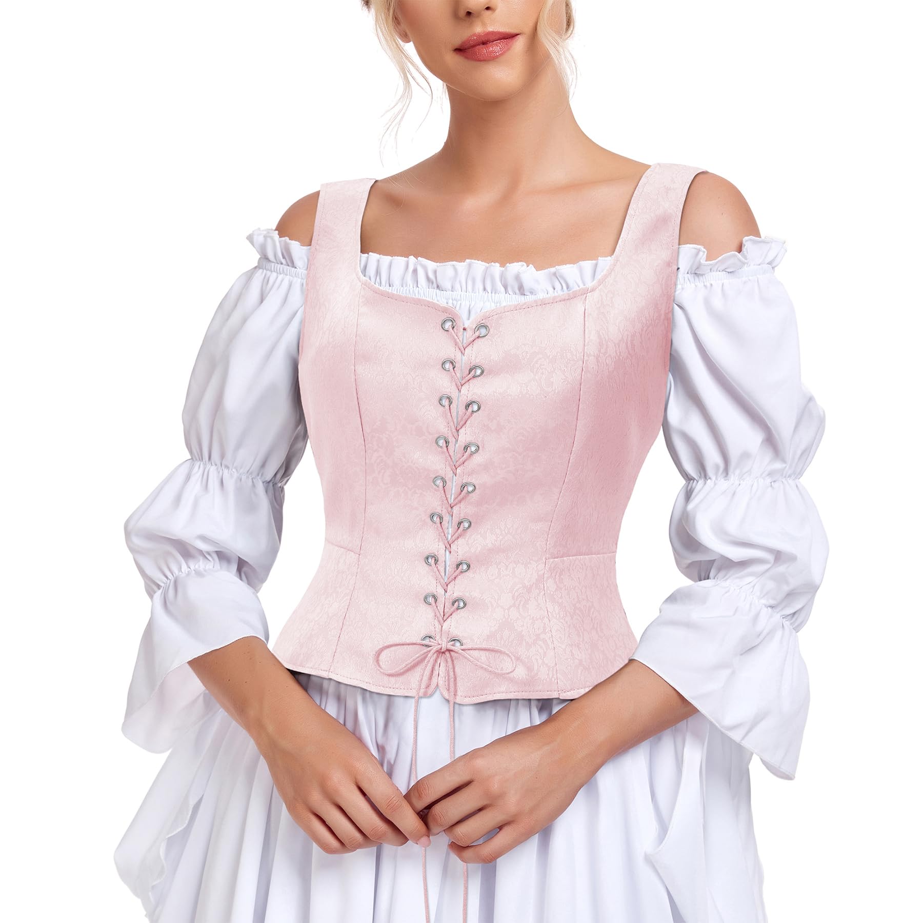 Foto 3 | Top Tipo Corsé Zando Renaissance Pink Medieval Victorian Para Mujer - Venta Internacional.