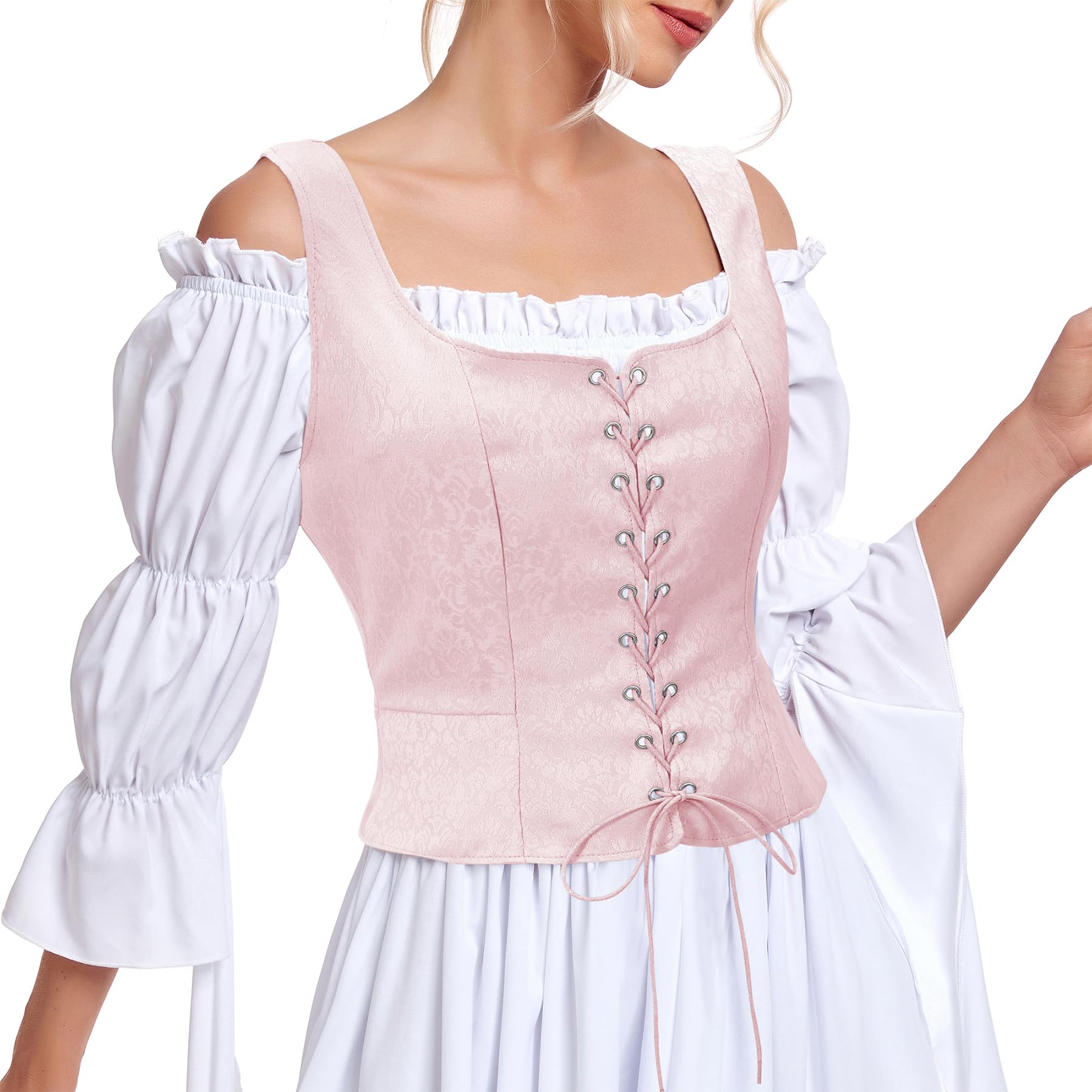 Foto 5 pulgar | Top Tipo Corsé Zando Renaissance Pink Medieval Victorian Para Mujer - Venta Internacional.
