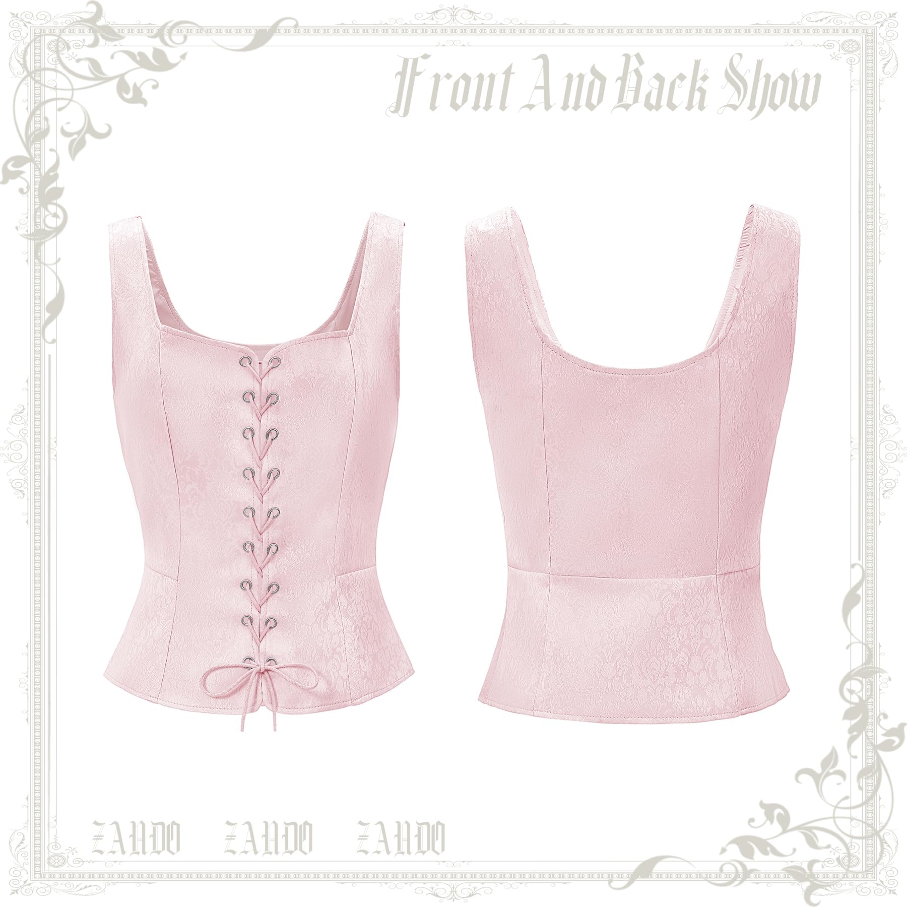 Foto 5 | Top Tipo Corsé Zando Renaissance Pink Medieval Victorian Para Mujer - Venta Internacional.
