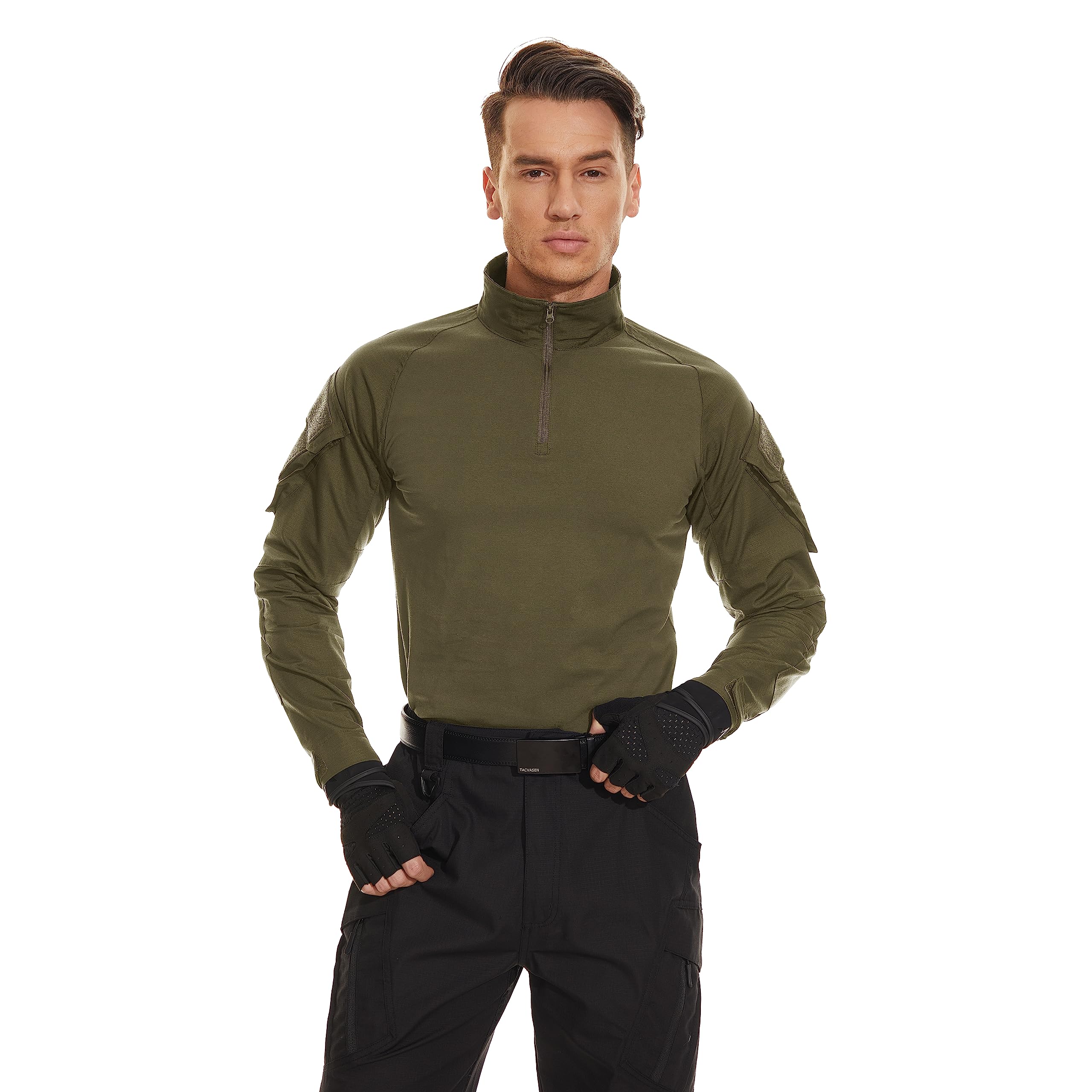 Foto 3 pulgar | Camisa Táctica Tacvasen Para Hombre Con Cremallera 1/4 Combat Manga Larga Verde L - Venta Internacional.