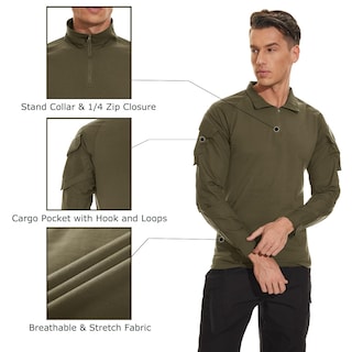 Foto 5 | Camisa Táctica Tacvasen Para Hombre Con Cremallera 1/4 Combat Manga Larga Verde L - Venta Internacional.