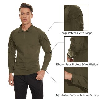 Foto 7 | Camisa Táctica Tacvasen Para Hombre Con Cremallera 1/4 Combat Manga Larga Verde L - Venta Internacional.