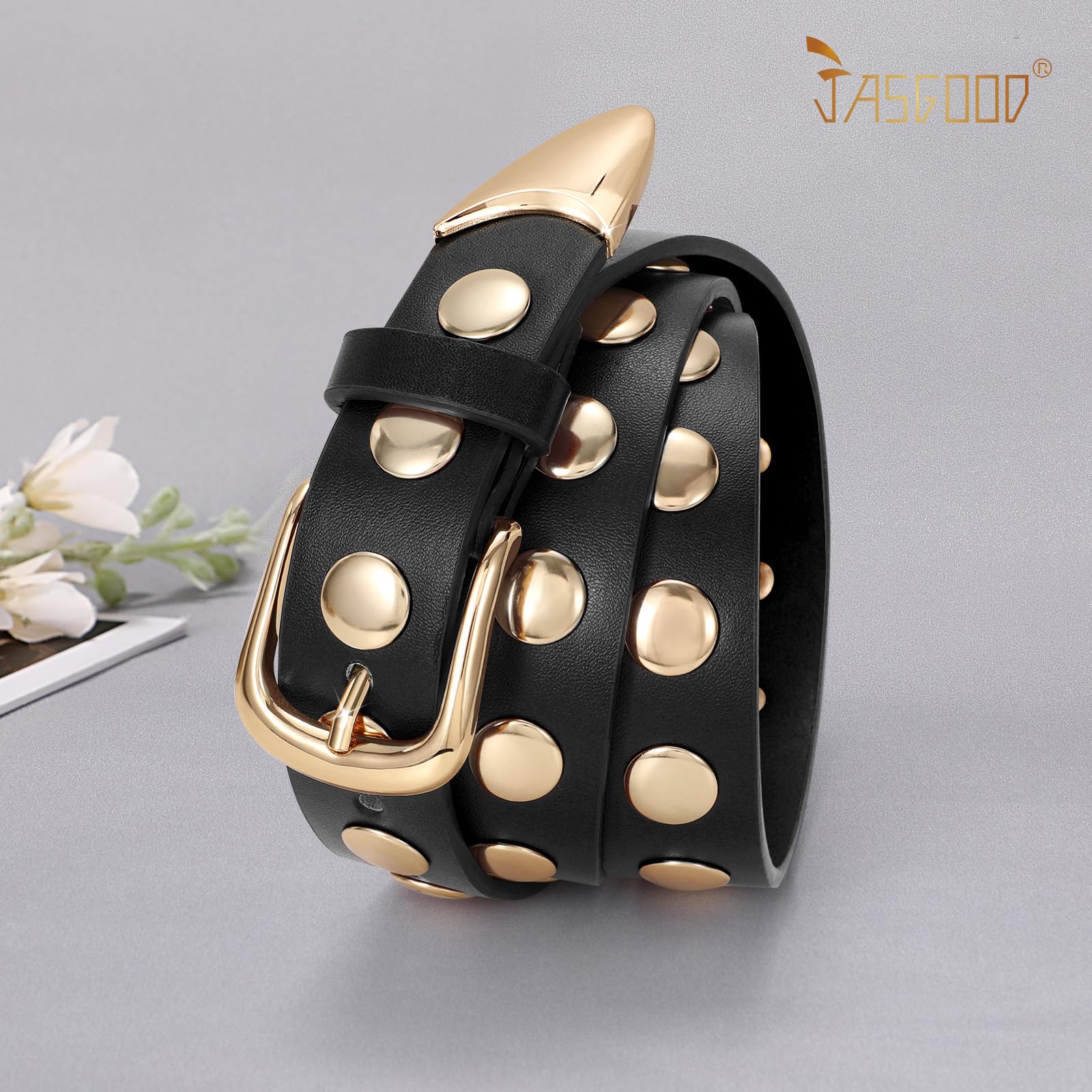 Foto 6 pulgar | Cinturón De Piel Moderno Jasgood Para Mujer Con Tachuelas Punk Para Jeans - Venta Internacional.
