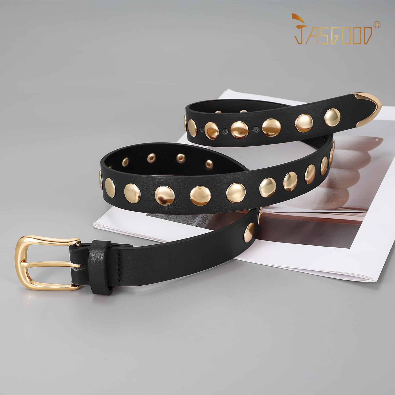 Foto 7 | Cinturón De Piel Moderno Jasgood Para Mujer Con Tachuelas Punk Para Jeans - Venta Internacional.