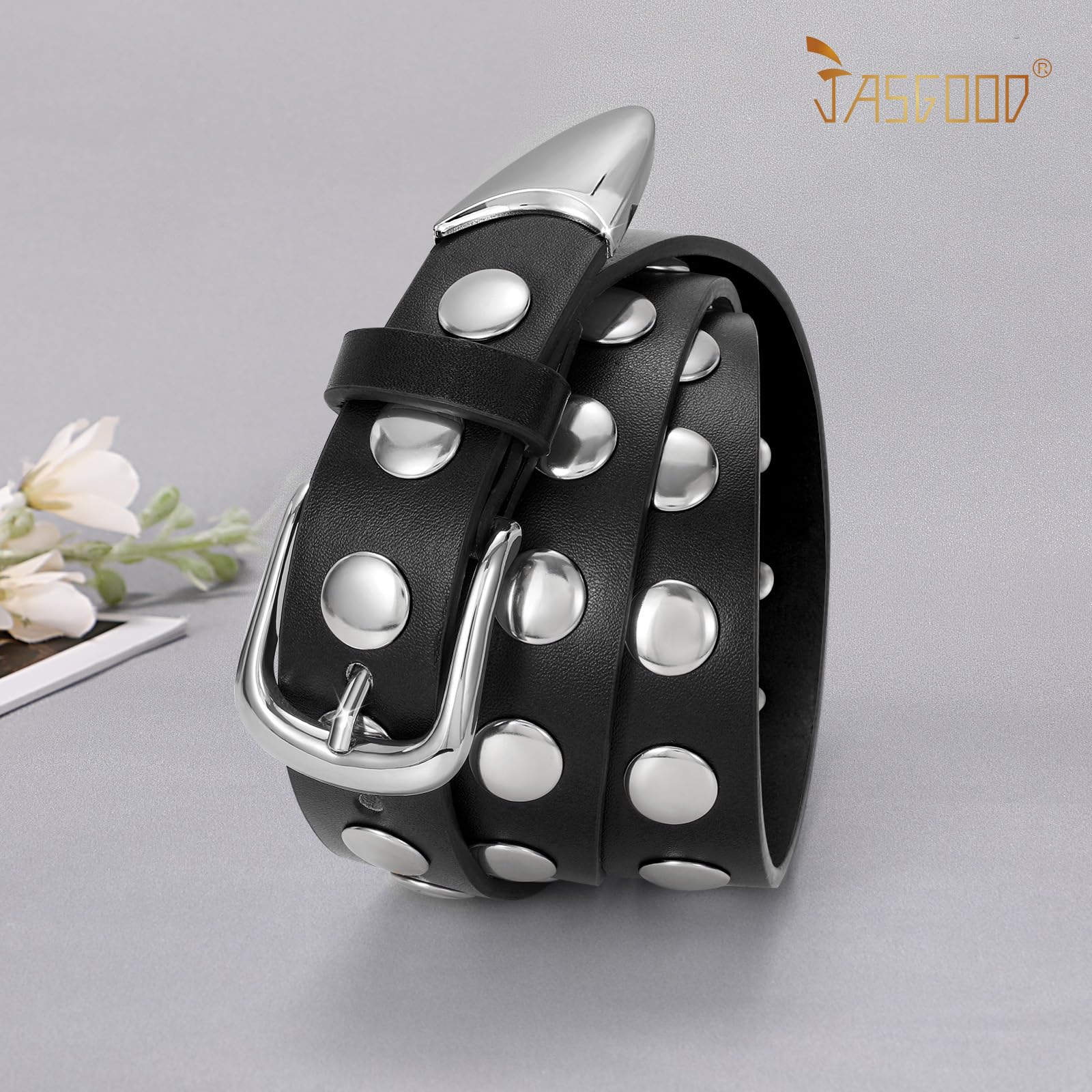 Foto 6 pulgar | Cinturón De Piel Moderno Jasgood Para Mujer Con Tachuelas Punk Para Jeans - Venta Internacional.