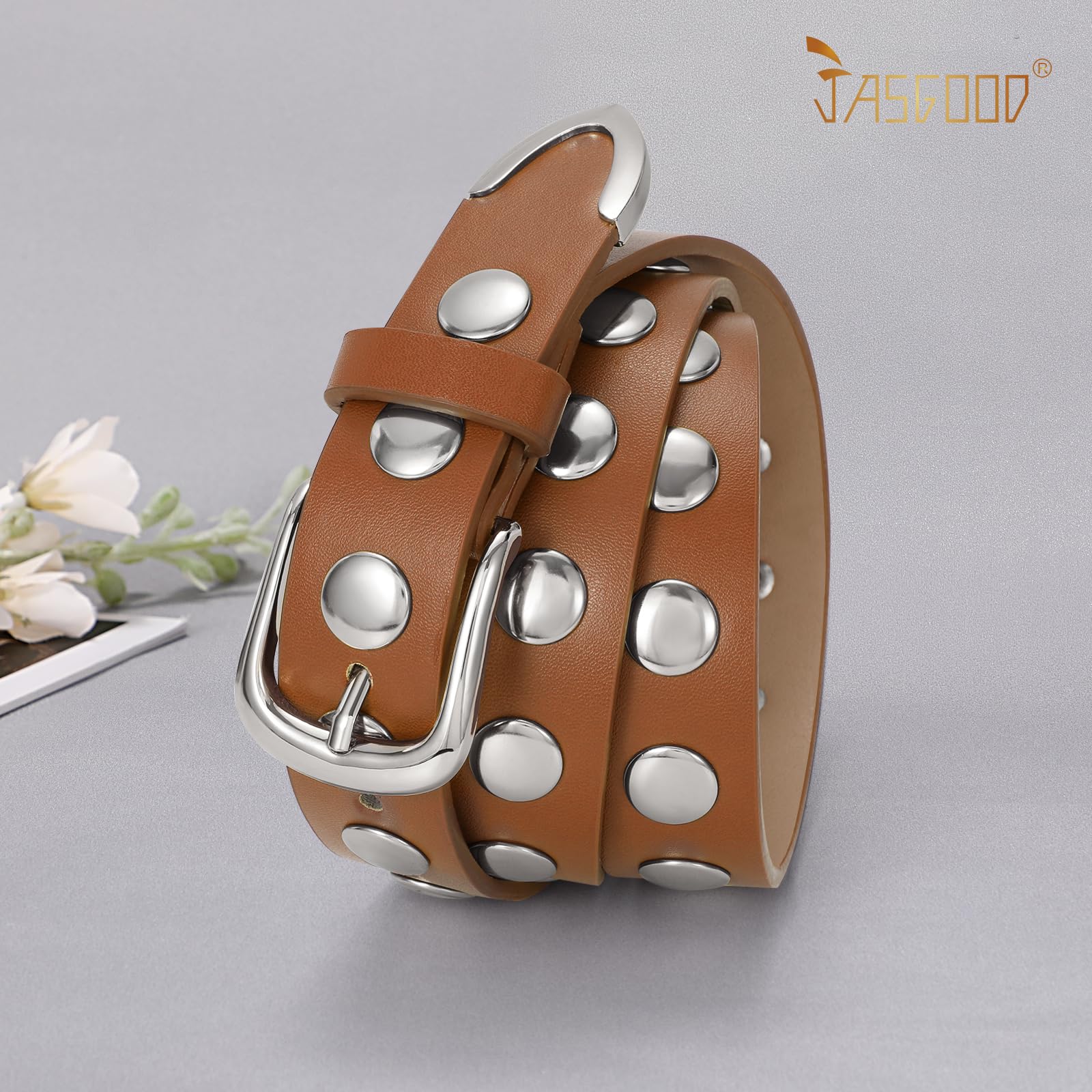Foto 3 pulgar | Cinturón De Piel Moderno Jasgood Para Mujer Con Tachuelas Punk Para Jeans - Venta Internacional.