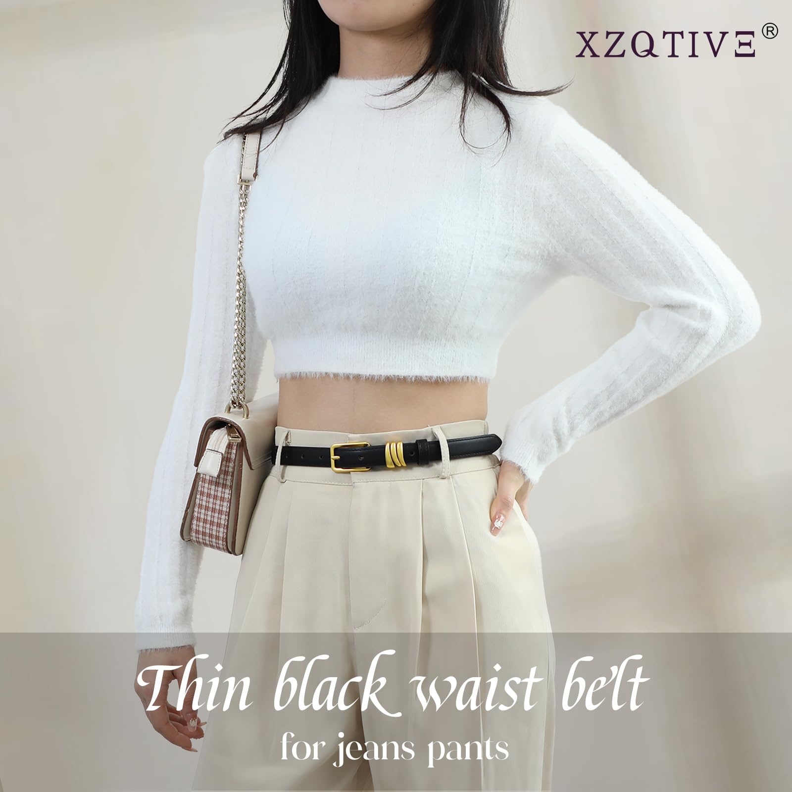 Foto 5 pulgar | Cinturón Xzqtive De Piel Delgada Para Mujer, Negro, Para Vestidos Y Jeans - Venta Internacional.